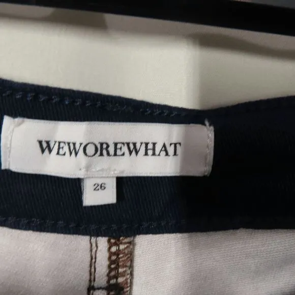 WeWoreWhat Modern Plaid Stretch Twill Brown &amp; Navy Color Block Icon Jean 26