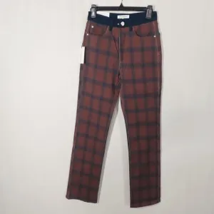 WeWoreWhat Modern Plaid Stretch Twill Brown &amp; Navy Color Block Icon Jean 26