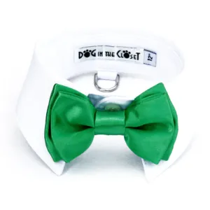 White Shirt Collar   Kelly Green Bow Tie