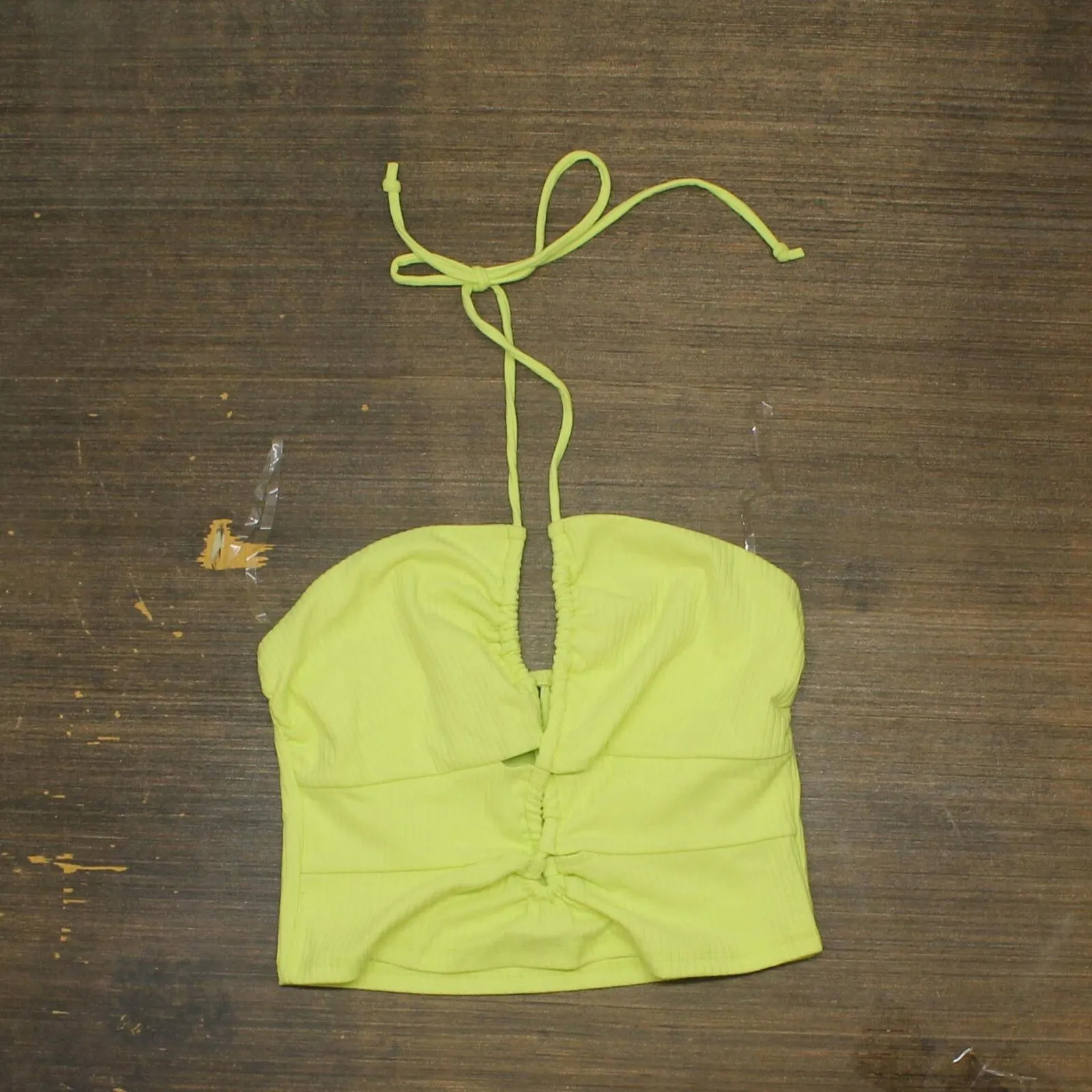 Wild Fable Women's Lace-Up Front Versatile Tiny Halter Top 84660376 Lime Green M