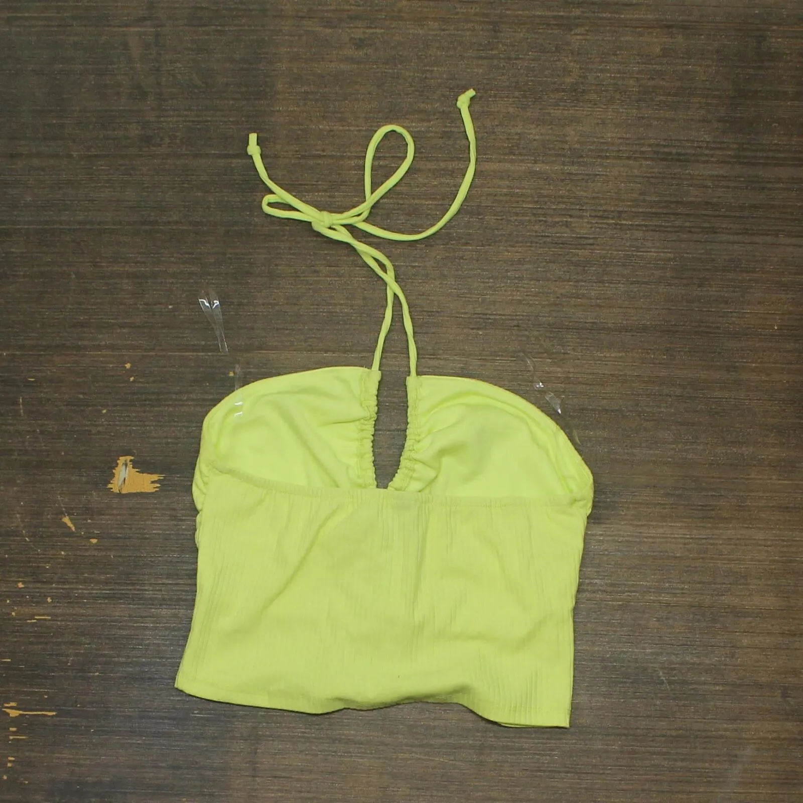 Wild Fable Women's Lace-Up Front Versatile Tiny Halter Top 84660376 Lime Green M