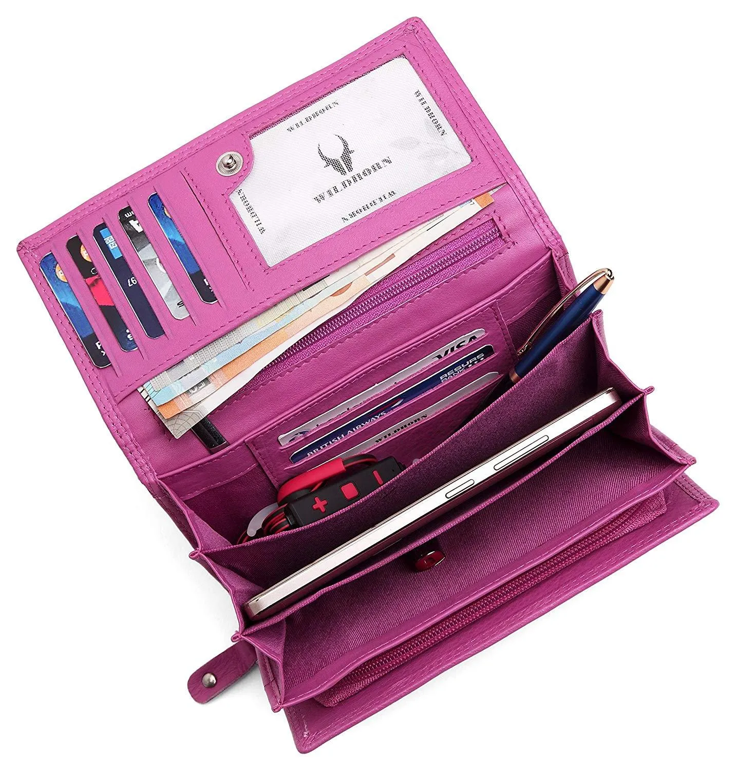 WildHorn®Women's Leather Wallet and Pen Combo Set