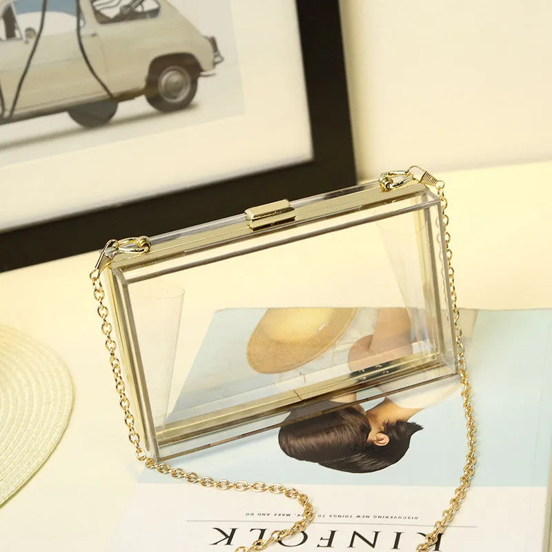 Women Evening Bags Acrylic Transparent Day Clutch Female Handbags Purse Luxury Brand Ladies Messenger Shoulder Crossbody Box Bag