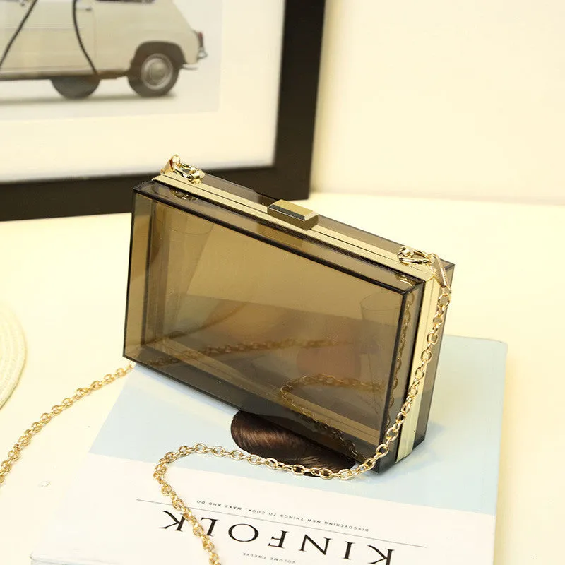 Women Evening Bags Acrylic Transparent Day Clutch Female Handbags Purse Luxury Brand Ladies Messenger Shoulder Crossbody Box Bag