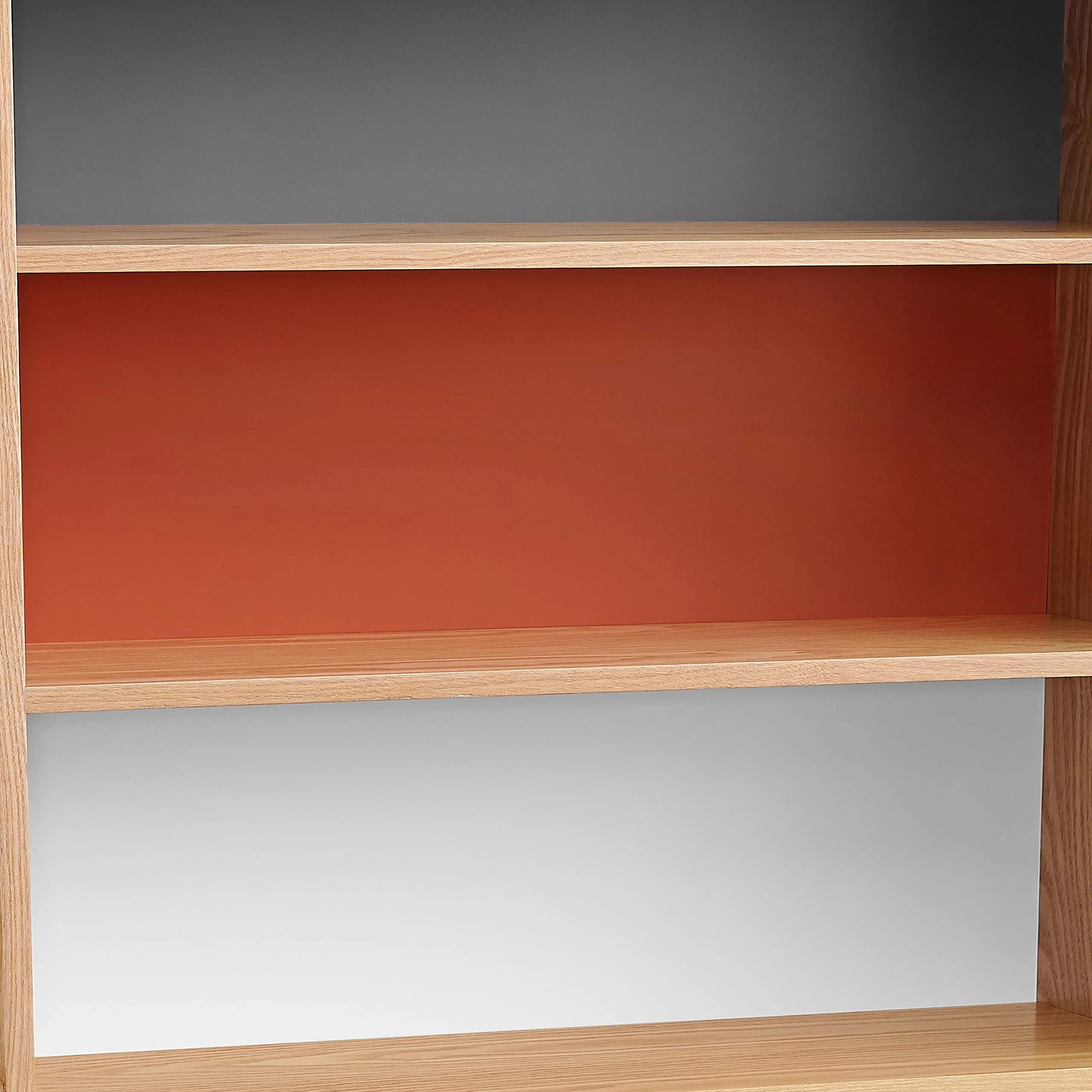 Wooden Bookcase with Shelved Compartments and Hairpin Legs, Multicolor