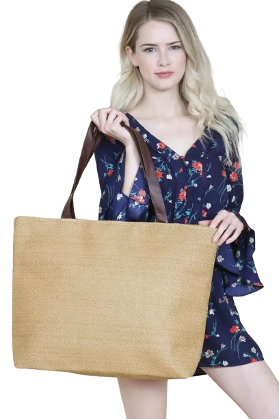 Woven Tote Bag Light Brown - Pack of 6