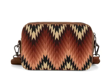 Wrangler Southwestern Pattern Dual Sided Print Crossbody Purse With Wallet Compartment