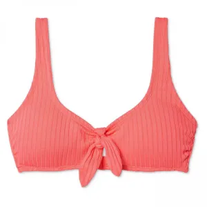 Xhilaration Women's Ribbed Cut Out Tie Front Bralette Bikini Top