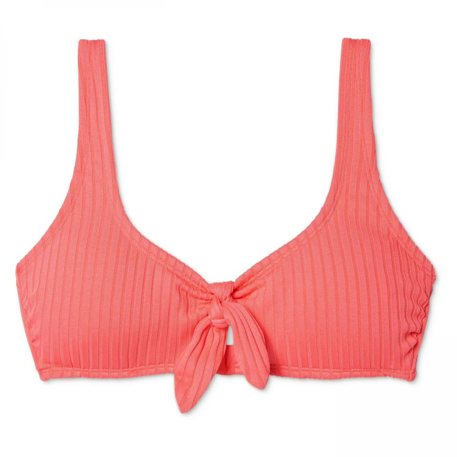 Xhilaration Women's Ribbed Cut Out Tie Front Bralette Bikini Top
