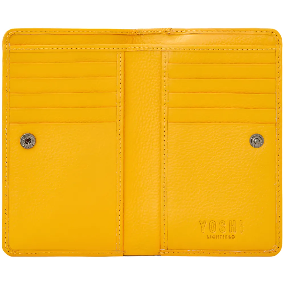 Yoshi Highland Cow Zip Around Yellow Leather Purse