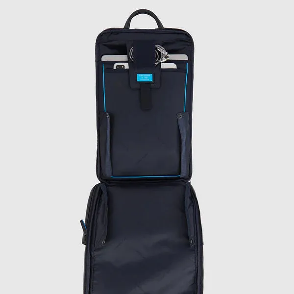 Zaino Fast-Check Piquadro in Pelle Porta PC 15,6'' e Porta iPad® Blue Square Mogano