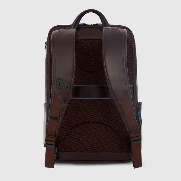 Zaino Fast-Check Piquadro in Pelle Porta PC 15,6'' e Porta iPad® Blue Square Mogano