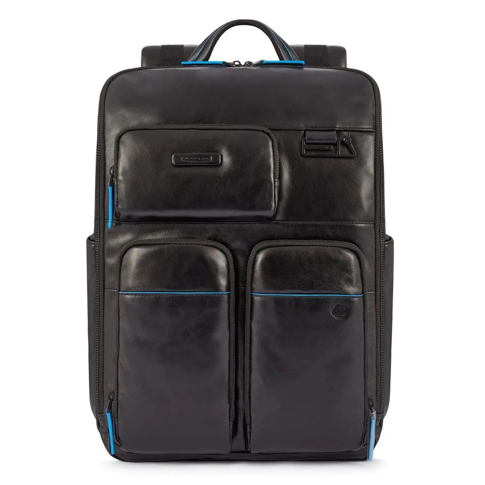 Zaino Piquadro in Pelle Porta PC e Ipad Blue Square Revamp Nero