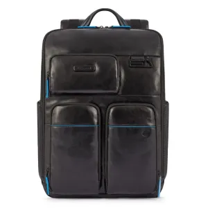 Zaino Piquadro in Pelle Porta PC e Ipad Blue Square Revamp Nero