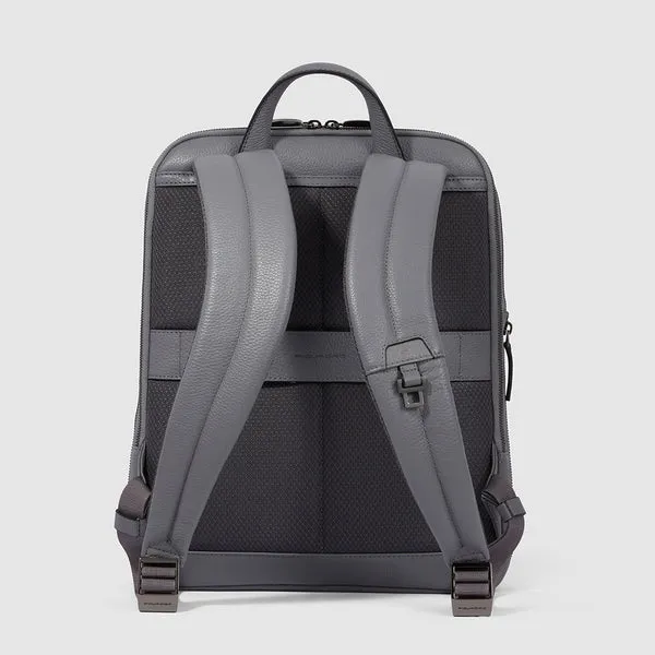Zaino Sottile Piquadro in Pelle Porta PC 14'' Espandibile Modus Grigio