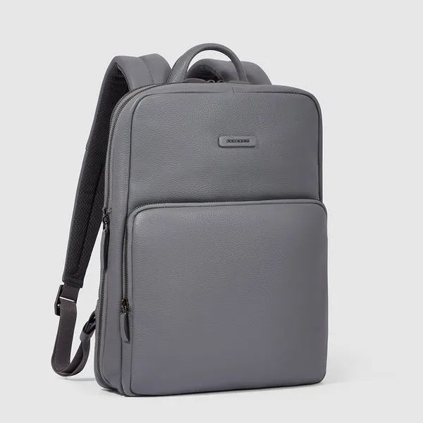 Zaino Sottile Piquadro in Pelle Porta PC 14'' Espandibile Modus Grigio
