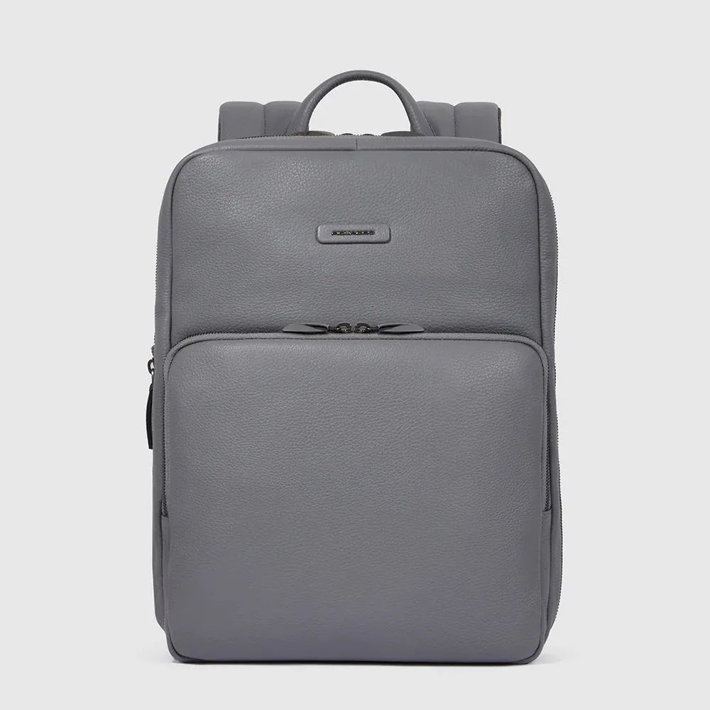 Zaino Sottile Piquadro in Pelle Porta PC 14'' Espandibile Modus Grigio